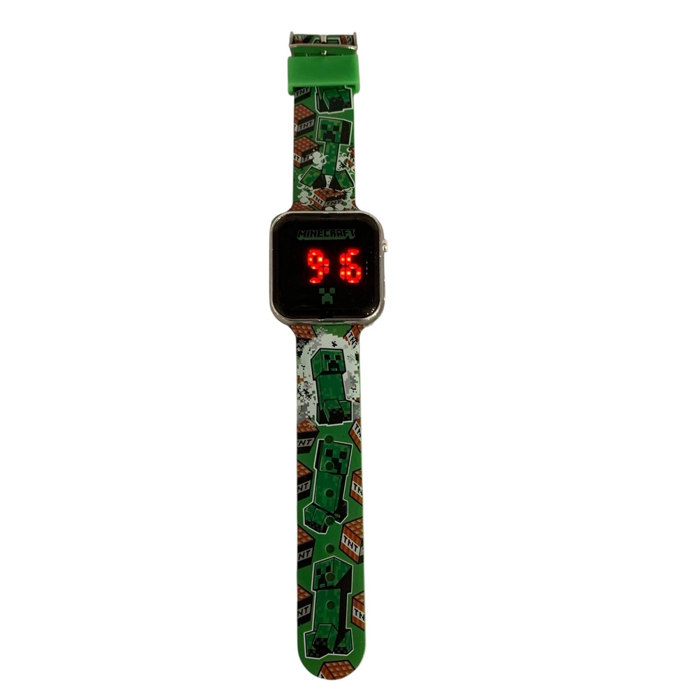 Minecraft Kids Digital Watch Creeper Green LED Accutime Watch